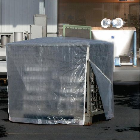 Housse  de  protection  pour  caisse-palette  L.1250mm  transparente  P.3,8kg  avec  fermeture  éclair