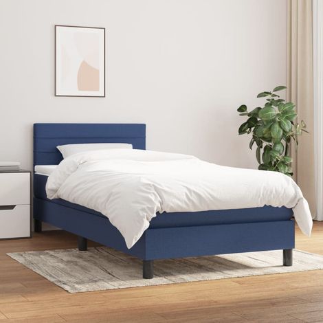 Lit à sommier tapissier avec matelas - Lit Adulte - Meuble de Chambre à Coucher - Bleu 80x200 cm Tissu VSGS575187 (1/5)