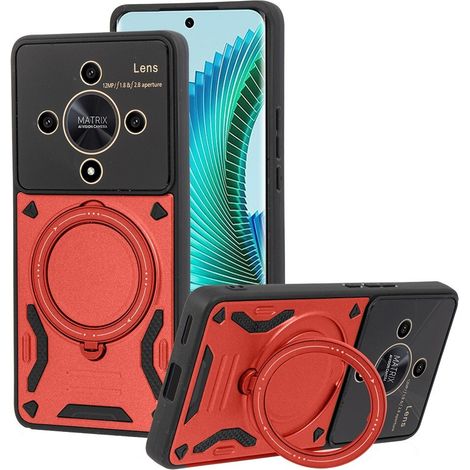 Funda protectora para Honor Magic 6 Lite 5G, con anillo magnético, color rojo. (1/3)