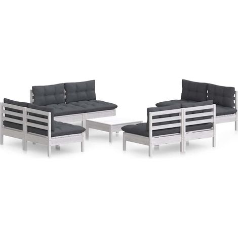 Maison Exclusive - 9-tlg. Garten-Lounge-Set mit Anthrazit Kissen (1/5)
