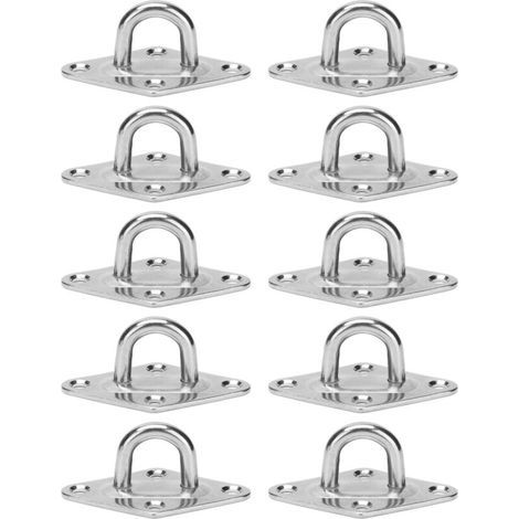 10 Pièces Plaques d'Attache Marine en Acier Inoxydable 316, Crochets Robustes pour Hamac, Boucles Fixes Diamètre 5mm