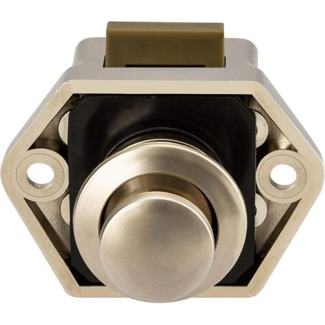 Verrou de Meuble sans Clé avec Bouton Poussoir - Fermeture pour Armoire Placard Porte Caravane Mobilhome 2 Pièces Nickel - KZQ