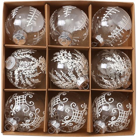 Juego de 6 adornos navideños de plástico transparente de 8 cm para colgar en el árbol, ideales para fiestas y bodas. (1/5)