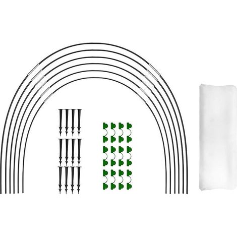 Fei Yu – Ensemble de 18 arceaux en fibre de verre pour serre tunnel surélevée – Connecteurs en acier galvanisé – Protection des plantes contre le gel