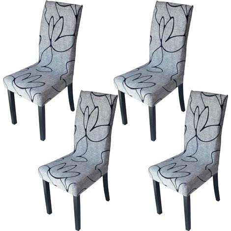 StuhlHussen 4er Set Hoher Rückenlehne Schwingstuhl Esszimmerstuhl Freischwinger Esszimmer Stuhl Hussen Stretch Elasthan Schonbezüge Schutzhülle Lotus Grau (1/5)