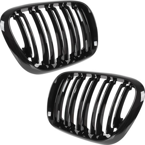 Griglie BMW X5 E53 99-03 tra i fari (doppi) set sinistro + destro DOPPIA LAMELLA NERO LUCIDO (1/5)