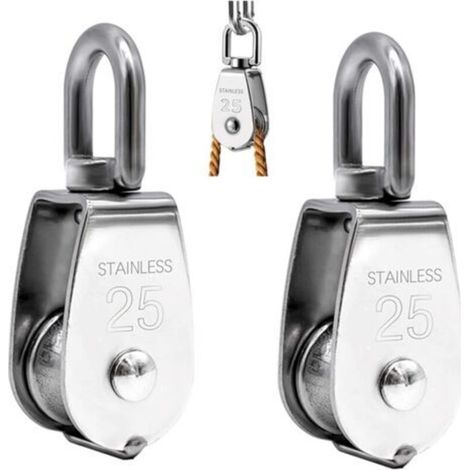 2 PCS Lifting Pulley, 304 Stainless Steel Single Pulley M25 Single Pulley Load 150kg (1/5)