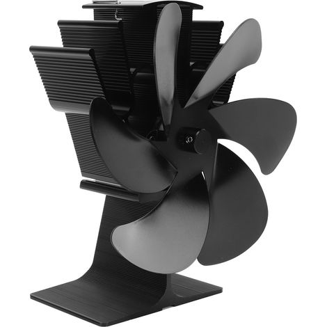 Ventilateur de poêle à 6 pales alimenté par la chaleur, auto-allumant, résistant aux hautes températures, pour cheminée LT385, noir, diamètre 165 mm (1/5)