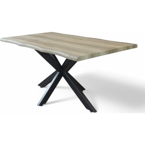 Tavolo con struttura in metallo e piano in melaminico 160x90xH75 cm Floym - Nero e Quercia chiaro (1/5)