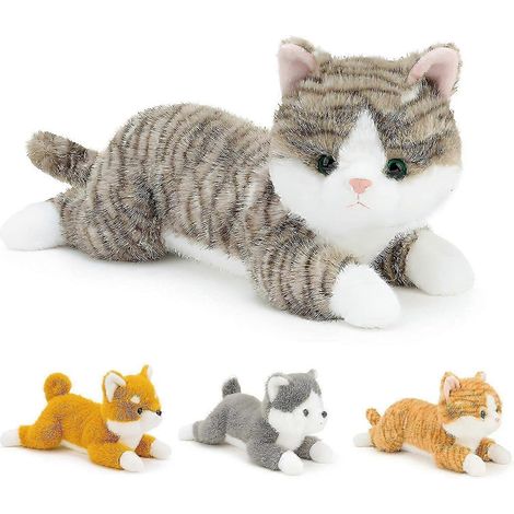 Peluche lestée réaliste, coussin sensoriel apaisant, chat en peluche doux et câlin pour adultes, enfants et adolescents (30 cm). (1/5)