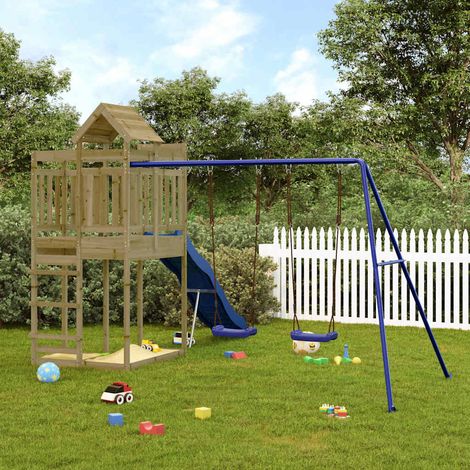 Aire de Jeux d'extérieur Maisonnette de jeu Maison enfant exterieur bois de pin imprégné 55641 (1/5)