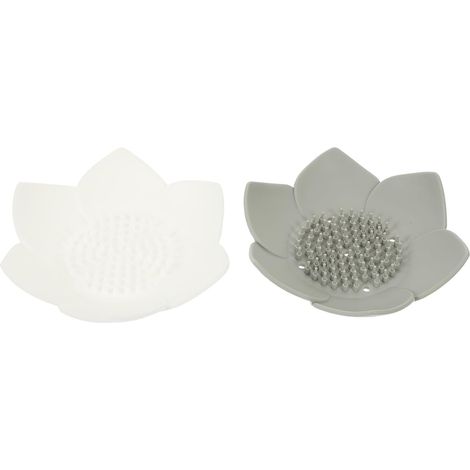 2 pièces de porte-savons en silicone avec drainage, porte-savons modernes pour salle de bain et douche, inoxydables et empêchant le ramollissement du savon, pratique pour égoutter le savon (1/5)