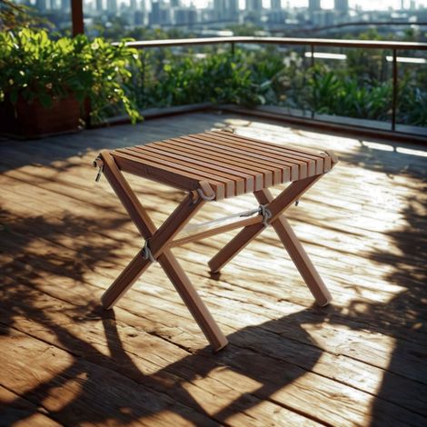 Mesa baja de jardín de teca blanco Relax