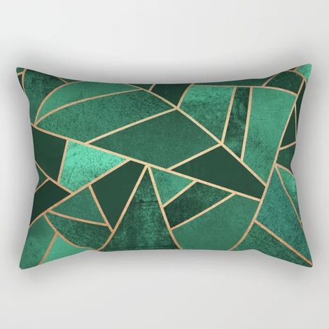 Housse de Coussin Rectangulaire Moderne Bleu-Vert-Noir en Peluche, 30x50 cm, Style Nordic Géométrique