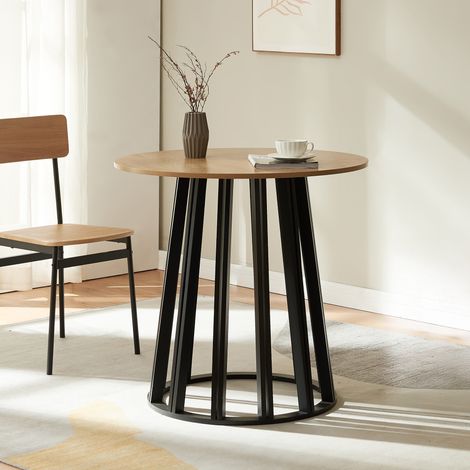 Esstisch Lensuu 76x Ø80 cm Schwarz/Eicheoptik [en.casa]