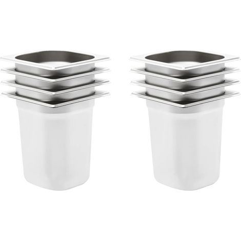 vidaXL Gastronorm Containers 8 pcs GN 1/6 200 mm Stainless Steel