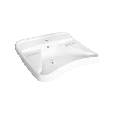 Lavabo blanco para personas con discapacidad - dimensiones L67 x D59 x H23,5 cm (1/2)