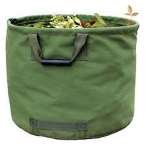 Sac de Jardinage 125L Extra-Robuste avec Poignées, Sac de Ramassage Feuilles Verte avec Toile Militaire (H45.7 cm, D55.8 cm) , (1/4)