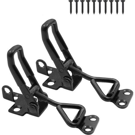 Lot de 2 verrous cylindriques noirs réglables (4002). Verrou cylindrique robuste avec une capacité de charge de 250 kg et un mécanisme de déverrouillage rapide. (1/5)