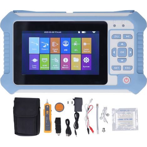Testeur de fibre optique 4,3 pouces LCD, localisateur de défauts, réflectomètre OTDR, mesureur de puissance, 100-240V prise US (1/5)