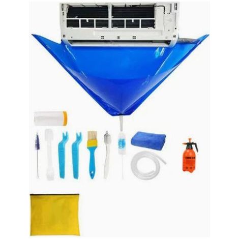 Climatiseur d'air nettoyage couverture, 10 pièces Kit de nettoyage AC pour montage mural étanche, Climatiseur pour la maison nettoyage couvercle antipoussière avec tuyau d'eau (1/5)