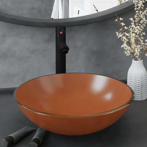 Lavabo de bain-Vasque avec robinet et drain à poussoir Verre trempé 536327 (1/5)