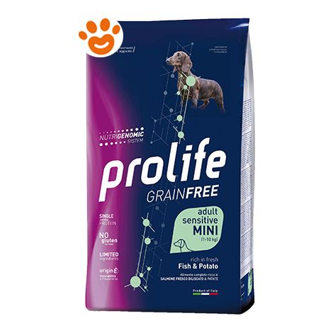 Prolife Dog Grainfree Sensitive Adult Mini Pesce e Patate  - Prolife Dog Grainfree Sensitive Adult Mini Pesce e Patate - Any, Sacco Da 600 Gr