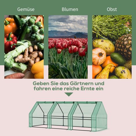 Serre de jardin tunnel 270x90x90 cm verte, abri pour tomates et plantes, châssis pour potager, idéal balcon et extérieur (1/5)