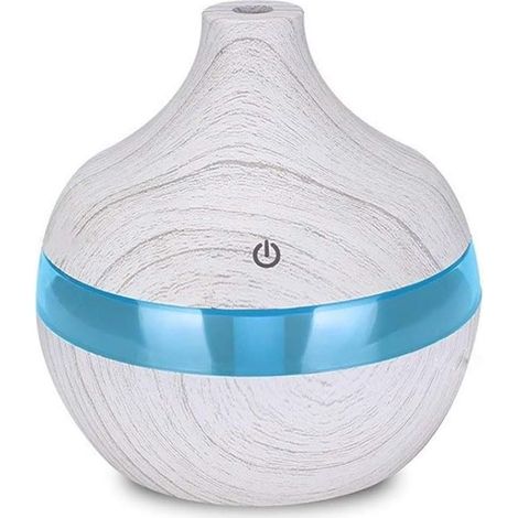 Diffuseur d'arômes électrique USB 300 ml, humidificateur d'air en bois, brumisateur d'huiles essentielles pour voiture et maison (Couleur : Jaune) Blanc (1/5)