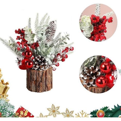 Arbre De Noël - Mini Arbre Artificiel Tableau - PVC - 27 Cm - Rouge - Intérieur Extérieur - 1 Pièce (1/5)