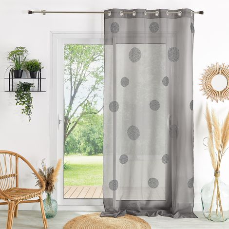 Voilage tamisant à broderies Gris clair 140x260 cm