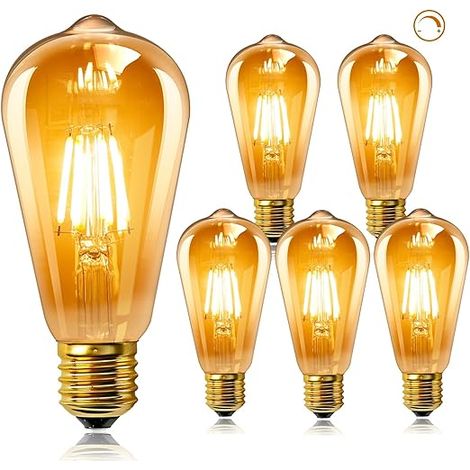 Ampoule LED E27 6W Dimmable 60W 220V LED E27 ST64 Ampoule Antique 600LM Blanc Chaud 2200K Ampoule à Filament Retro (1/5)
