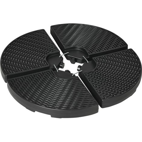 Lot de 4 dalles de lestage pour parasol déporté dim. tot. 100L x 100l x 8H cm HDPE aspect roten noir
