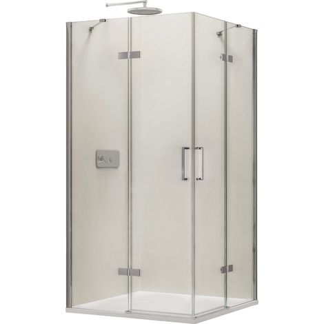 BERNSTEIN - Paroi porte de douche pivotante en angle 80x80x195cm, verre ESG 6mm - EX809 (1/5)
