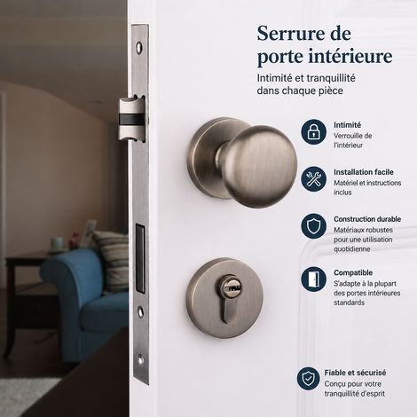 Serrure à boule rétro pour porte intérieure bronze vert antique avec clé réf 0367 1,8 kg – Livraison gratuite