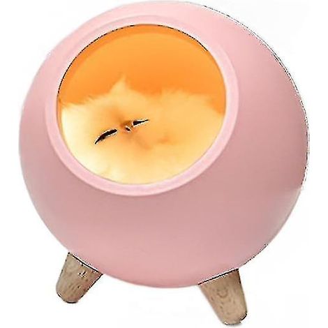 Lampe de chevet rose en forme de maison de chat (1 pièce) (1/2)