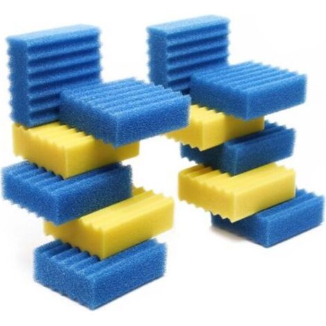 Lot complet de 12 éponges filtrantes pour Filtre Biologique CBF-350C - 4 Jaunes, 8 Bleues - Pièce détachée Mousse de filtration - Matériaux filtrants pour bassin piscine eau (1/5)