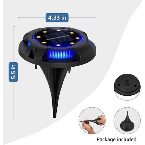 Lampe solaire encastrable - - 8 pièces - 8 LED par lampe - Éclairage IP67 - Résistant aux intempéries (1/4)