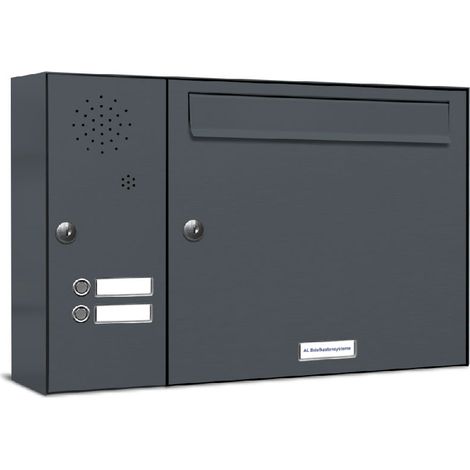 1er Briefkasten Anlage Aufputz - Wandmontage RAL 7016 Anthrazit 2 Klingel (1/5)