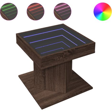 Maison Exclusive - Mesa de centro y LED madera ingeniería marrón