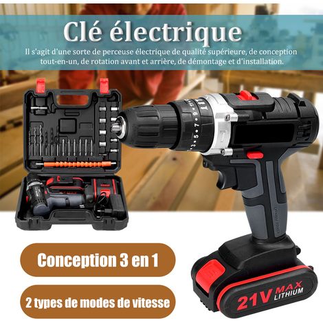 Perceuse électrique 3 en 1, 25 vitesses de couples réglables, 221V batteries, 24 accessoires (1/4)