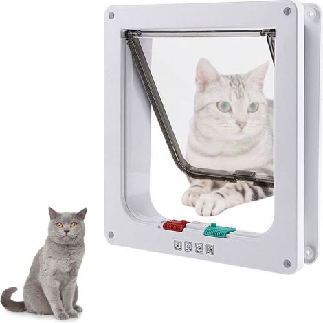 Chatière en plastique - 1 pièce - L - pour animaux jusqu'à 6 kg - Blanc (1/5)