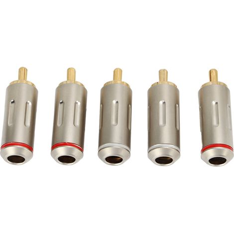 Adaptateur RCA mâle (lot de 5) en métal haute résistance et résistant à l'usure pour câble audio de voiture (1/5)
