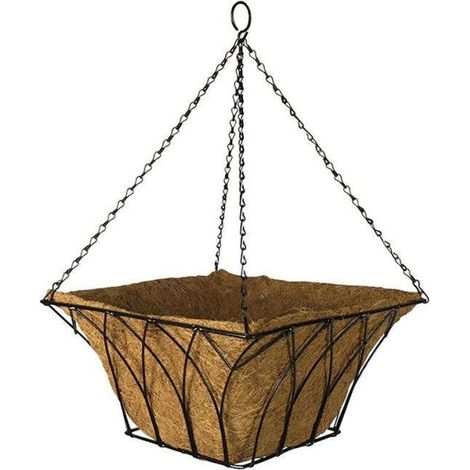 Basket Hanging Gothic Square Steel With Coco Liner Garden Pride