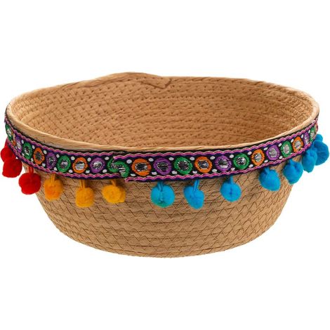 Cesto marrón de cuerda trenzada d29x11 (1/5)