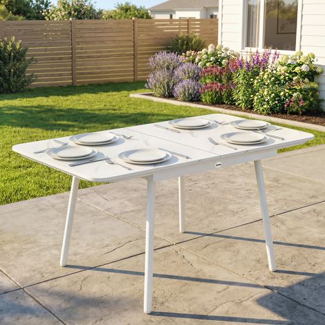 Table de jardin rectangulaire pour 6 personnes, 140 x 80 cm, plateau en WPC.