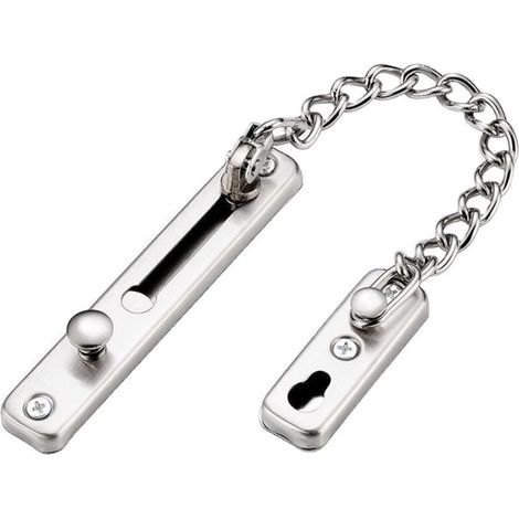 Security chain, 304 stainless steel door chain, door chain lock with screws, used for interior doors and windows of family hotels, brushed chrome silver (1/5)