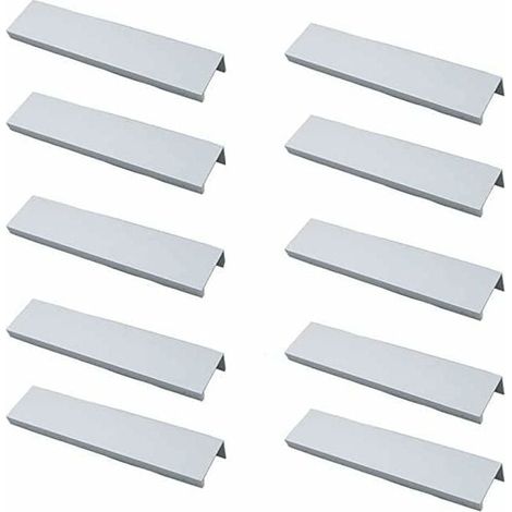 (Bianco) Confezione da 10 maniglie nere Maniglia per mobili nera - Maniglia invisibile Maniglia per mobili da cucina nera Maniglia per mobili nera opaca in lega di alluminio Interasse 128 mm (1/4)