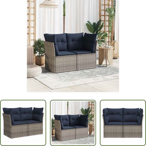 Canapé extérieur - Canapé de jardin avec coussin Gris 124 x 62 x 69 cm polyrotin (1/5)