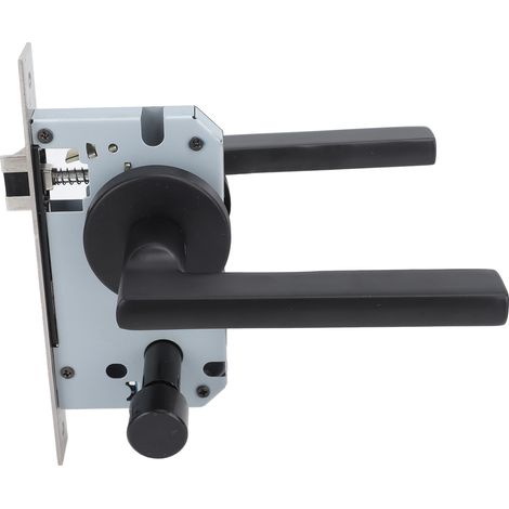 Poignée de porte verrouillable en aluminium noir avec revêtement antioxydant, résistante aux chocs, pour chambre à coucher ou maison. (1/5)